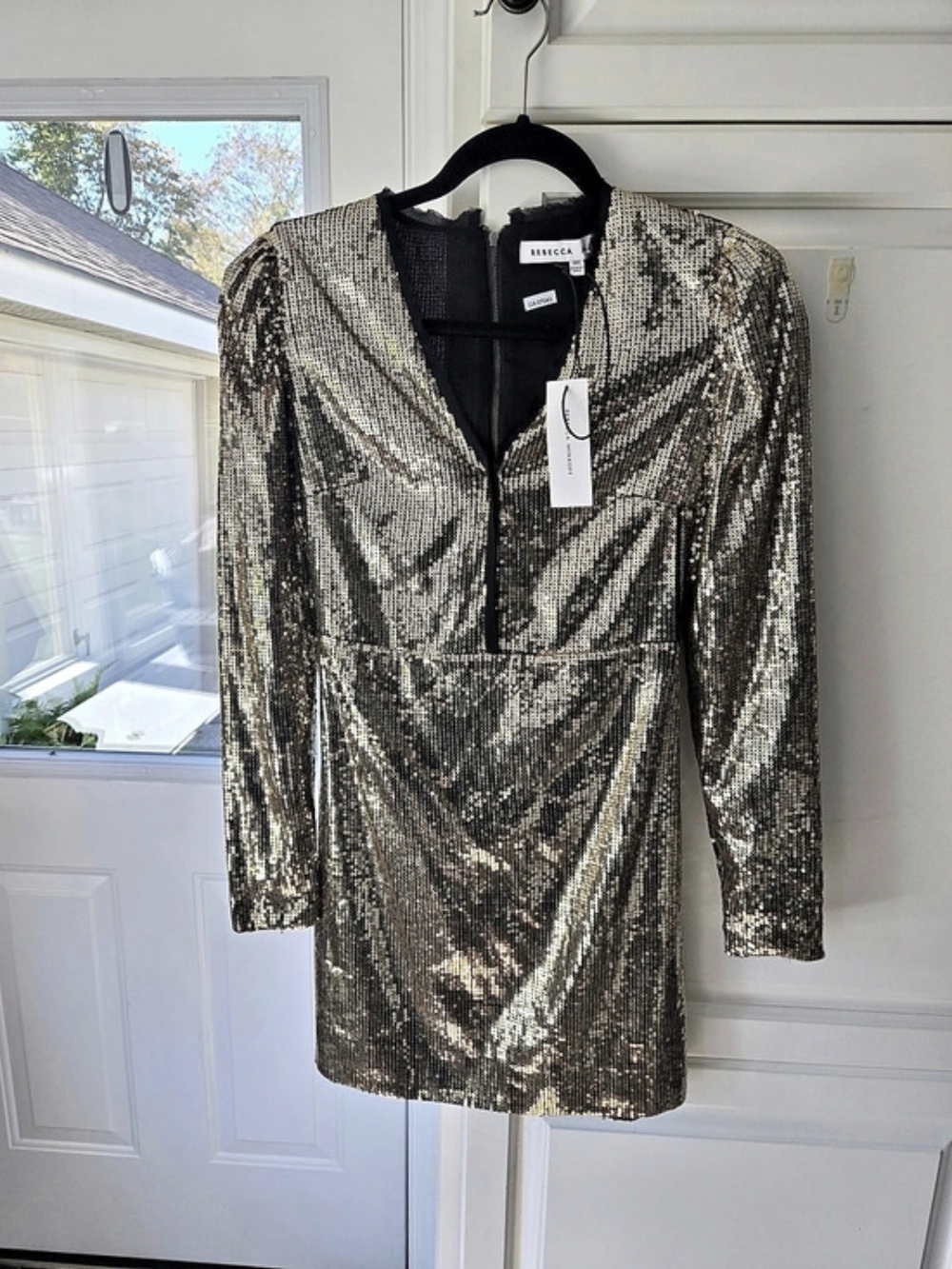 Rebecca Minkoff Sequin Mini Dress Gold & Black 00